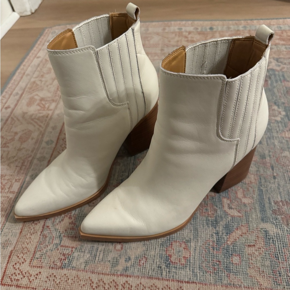 Marc Fisher White Ankle Booties with Chelsea Style